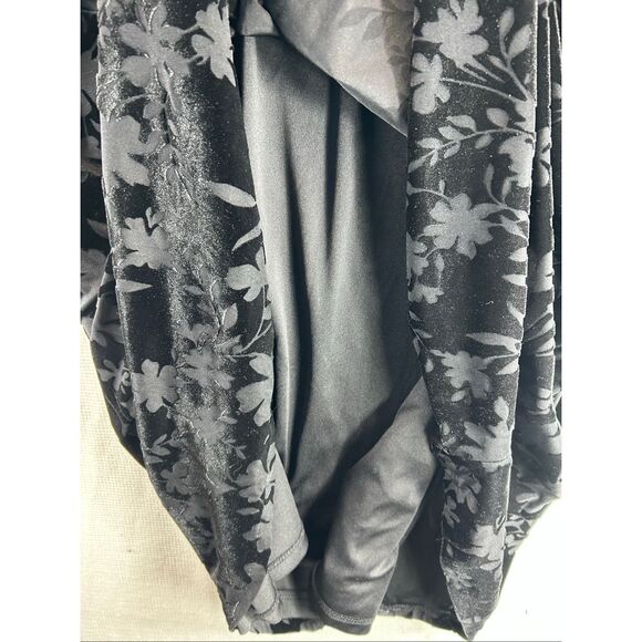 Calvin Klein Women’s 16W Black Floral Burnout Velvet Long Sleeve A-Line Dress - Picture 6 of 12